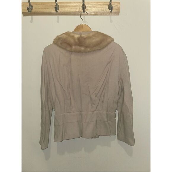Vintage Mahoney’s beige tan faux fur blazer 2 piece skirt set size medium - Picture 11 of 15